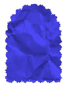 Royal Blue Crumpled Paper Texture, Wrinkled Torn Paper Sheet, Rich Indigo Craft Background, Abstract Isolated Cutout