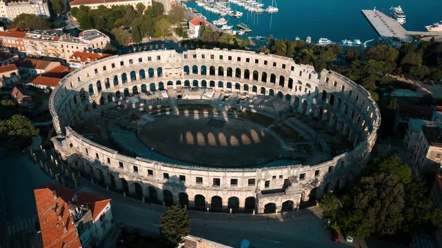 View of the ancient Pula Arena amphitheatre, Croatia.