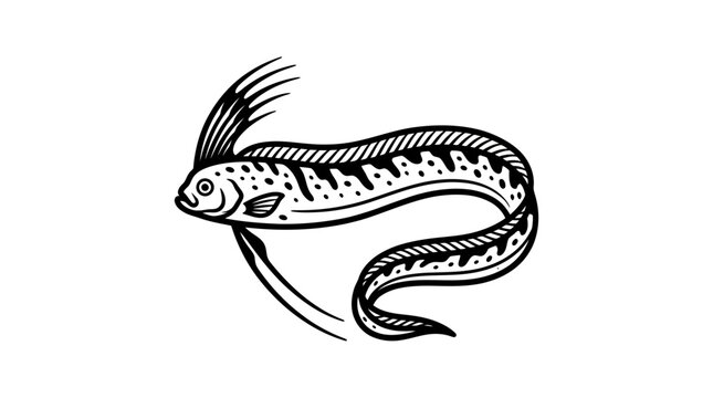 Oarfish deep sea creature line art illustration