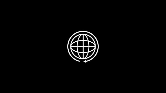 Minimalist globe with rotating arrow animation, global communication and connectivity motion global