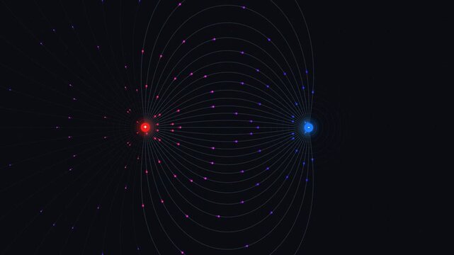 Electric Field Lines Between Positive and Negative Charges Scientific Physics Background