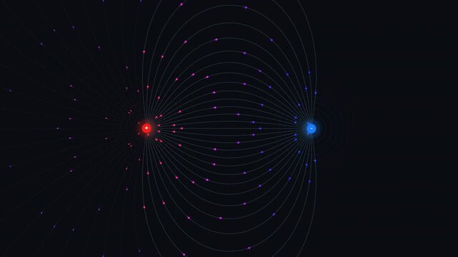 Electric Field Lines Between Positive and Negative Charges Scientific Physics Background