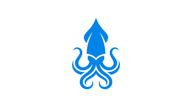Blue squid mascot logo with pointed head.