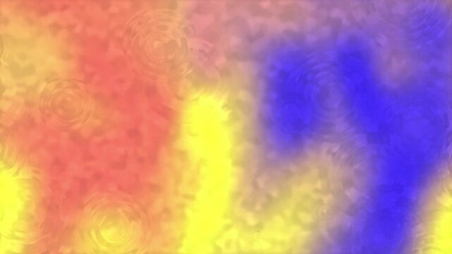 Abstract background with vibrant yellow red and blue watercolor brush strokes.