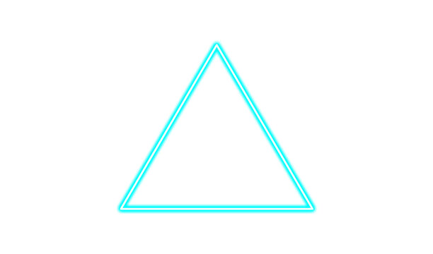 Neon blue triangle frame isolated on transparent background
