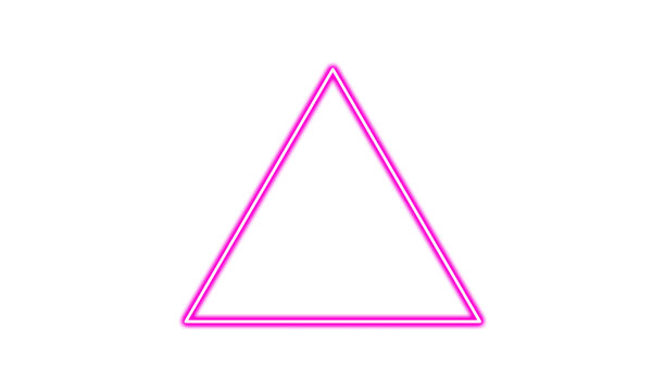 Neon pink triangle frame isolated on transparent background