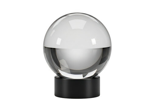 Crystal ball with black base on transparent background sphere glass orb