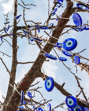 Evil Eye Amulets Hanging on Wishing Tree Cappadocia