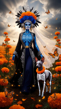catrina azul, blue catrina, catrina celestial, celestial catrina, reina espiritual, spirit queen, D&iacute;a de Muertos, d&iacute;a de muertos, sugar skull makeup, maquillaje de catrina, calavera mexicana, cultura 