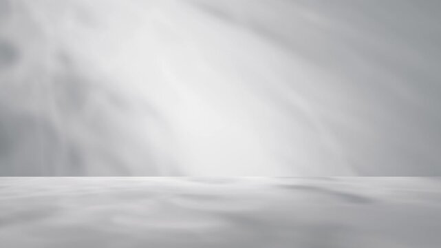 Studio background for display product. Empty room with shadows, caustics and soft lighting for product presentation. Minimalistic showcase for advertisement with purple wall and grey floor.