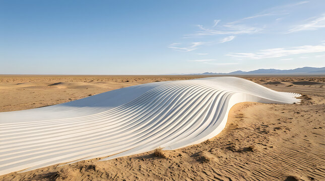 Stunning white sand dune formation with flowing parallel ridges in a vast desert, isolated on transparent background for high-quality digital art and design work.