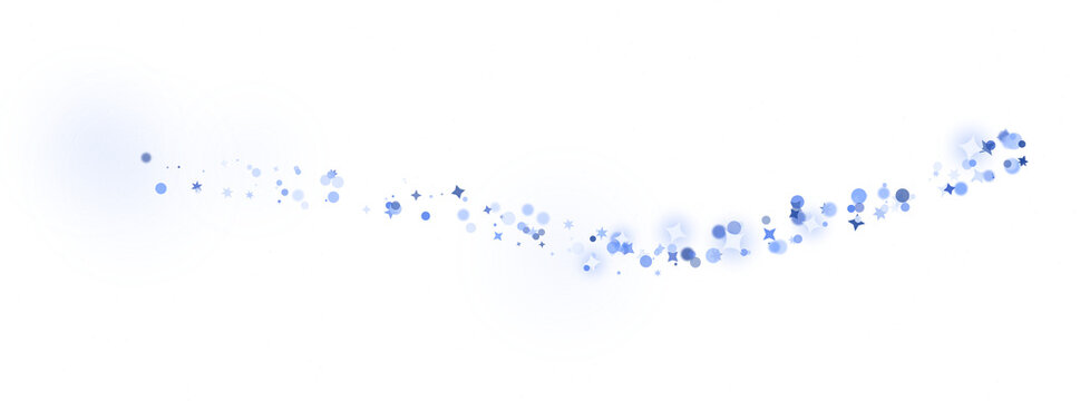 Ethereal blue glitter trail on white background, shimmering magic dust particles, sparkling light bokeh effect for festive design overlays