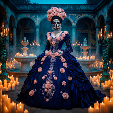 catrina aristocr&aacute;tica, catrina barroca, reina catrina, emperatriz catrina, noble mexicana, dama de los muertos, skeleton queen, gothic empress, royal catrina, D&iacute;a de Muertos, d&iacute;a de muertos, cultura m