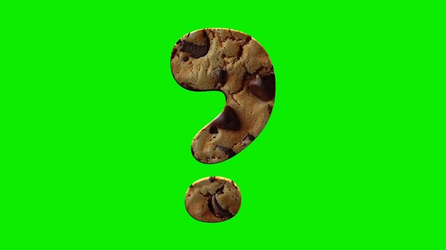 Cookie question mark punctuation mark animation isolated on green screen background