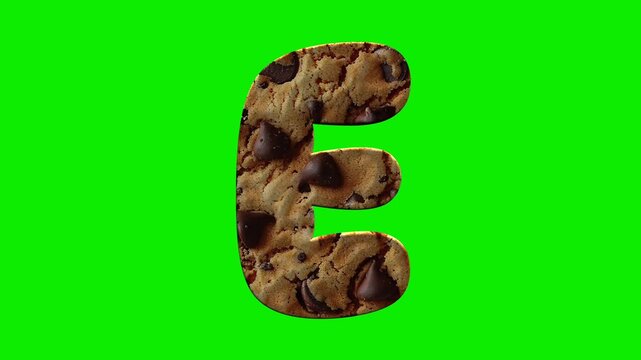 Cookie alphabet letters  animation isolated on green screen background