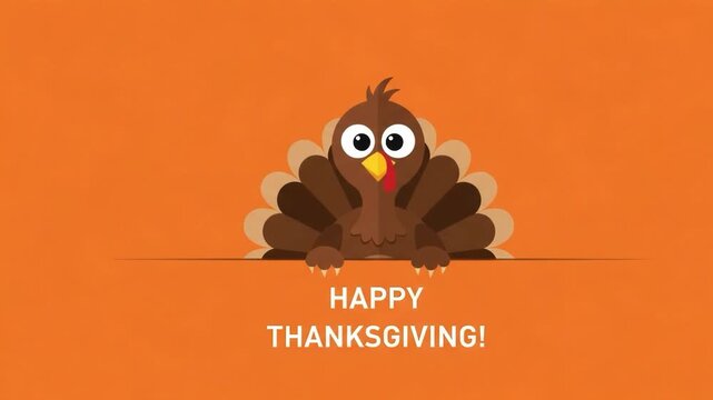 Happy thanksgiving greeting card with cute cartoon turkey