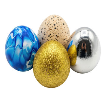 Colorful decorative metallic easter eggs