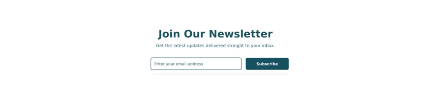 Newsletter subscription banner, email signup form vector, subscribe button for website marketing