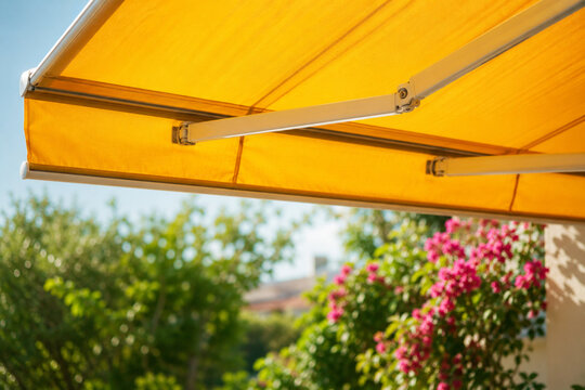 During periods of extreme sun, awnings are used to create shade on terraces.