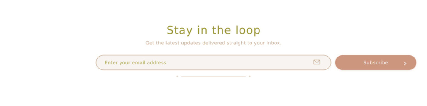 Minimalist newsletter subscription bar, email signup form vector, stay in the loop web banner