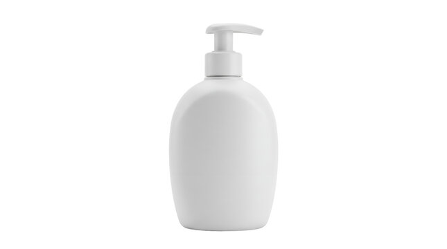 White plastic bottle with a pump for liquid soap or hand sanitizer