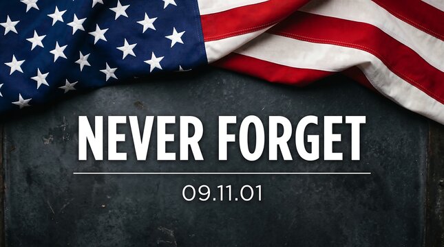 A patriotic tribute featuring an american flag and the words never forget september eleventh