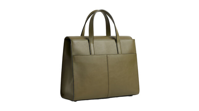 Olive green leather tote bag for work and daily casual use