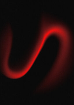 Abstract red light curve glowing against a deep black background, texture