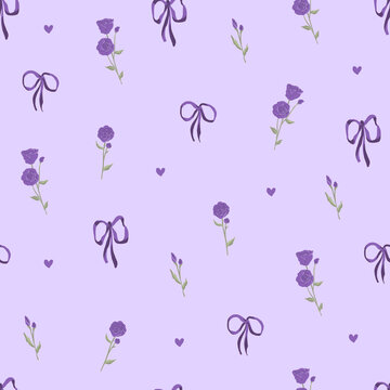 Vintage Violet Coquette Rose Surface Textile Pattern