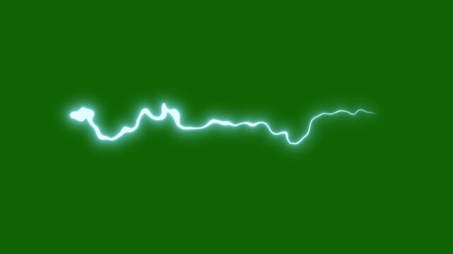 Lightning bolts with energy thunder glow, glowing power flash, lightning energy effects, thunder strikes, blue lightning bolts, thunderstorm power overlay on green background video in 4K and UHD