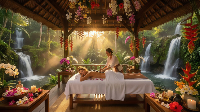 Woman, hot stone and spa massage for relax treatment at hotel resort for muscle tension, recovery or peace. Female person, sleeping and stress relief luxury for Bali holiday or calm, health or glow