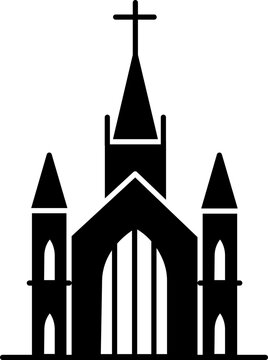 Black Silhouette Church Building Icon Cathedral Vector Illustration
