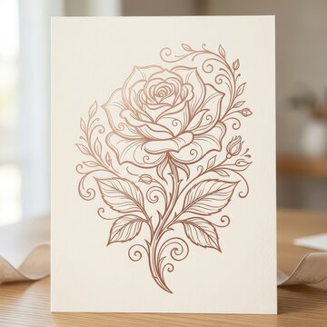 Elegant pink and black floral vine illustration