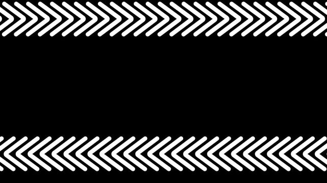 Black Arrow Chevron Pattern Border Frame Animated Loop Isolated black Background Motion Graphic Video