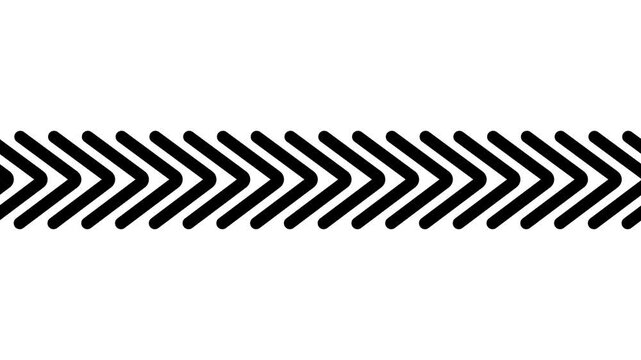 Black Arrow Chevron Pattern Ribbon Line Animated Loop Isolated White Background Motion Graphic Video