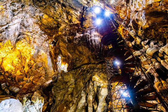 Spiral ladder descends inside Moaning Cavern