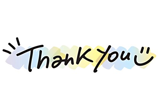 Handwritten thank you message with a playful doodle and a smiling face on a white background expressing gratitude and appreciation