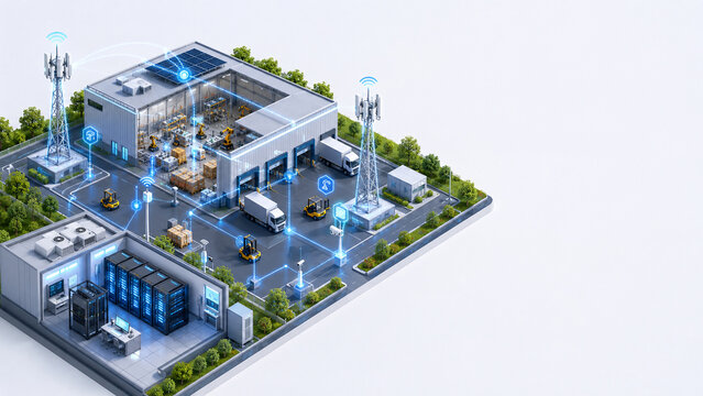 Private 5G Enterprise Network Isometric Visual