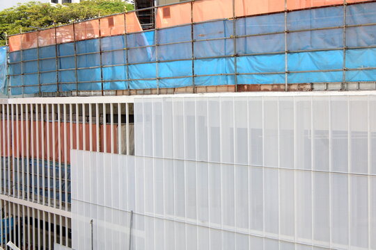 Construction scaffolding netting and webbing in Asian country