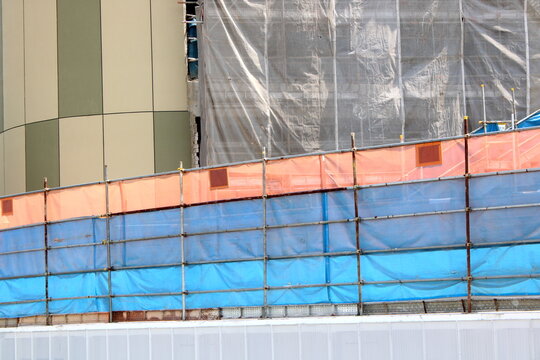 Construction scaffolding netting and webbing in Asian country