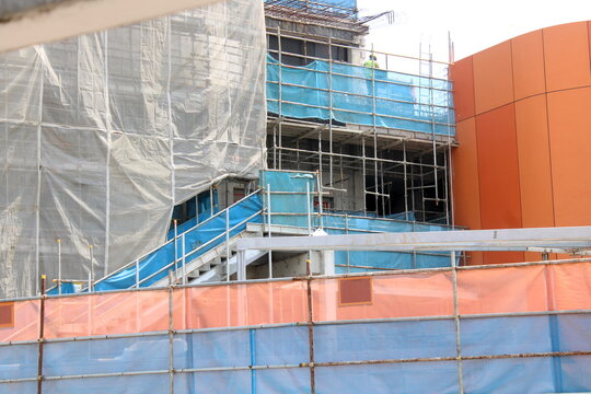 Construction scaffolding netting and webbing in Asian country