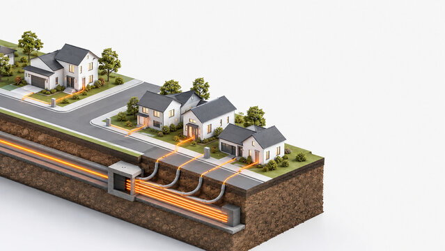 Isometric FTTH Broadband Fiber Network Concept
