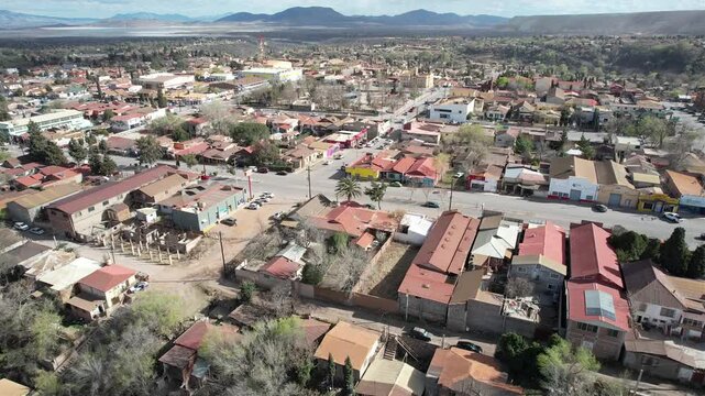 Vista aerea del pueblo minero en Cananea , Sonora Mexico 
