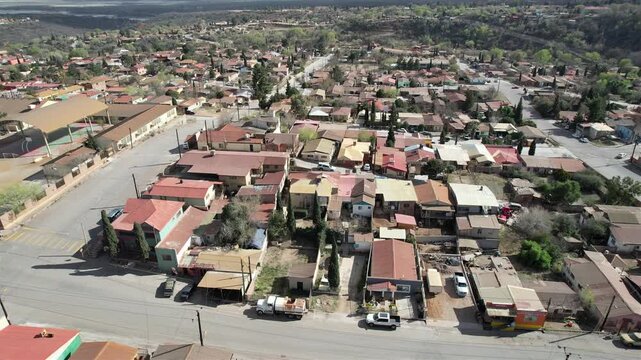 Vista aerea del pueblo minero en Cananea , Sonora Mexico 
