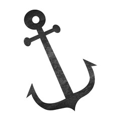 Textured black ship anchor icon on transparent background © Design By Mehedi