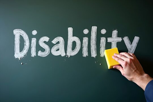 Removing Stigma: A Powerful Image of a Man Erasing Disability from a Chalkboard