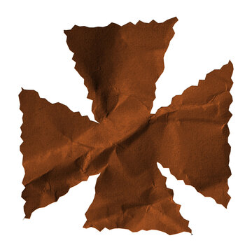Brown Artistic Torn Paper Cutout Transparent PNG Isolated Wrinkled Crumpled Kraft Paper Design Element