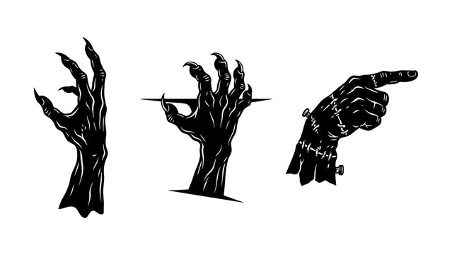 Black hand pointing and zombie fingers illustration