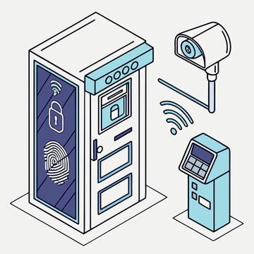 Isometric digital security infrastructure with surveillance camera wireless
