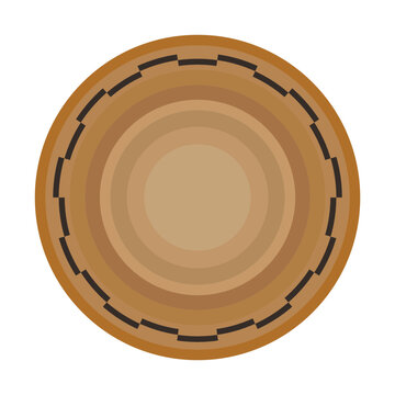 Southern California Indigenous Coiled Basket with Concentric Bands